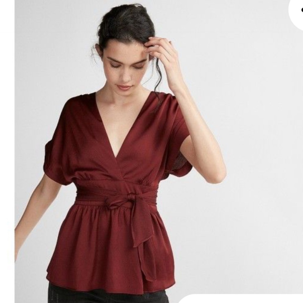Express red satin top